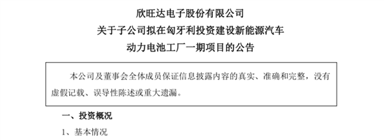 欣旺達(dá)布局歐洲市場 以自有資金投資匈牙利動力電池工廠的戰(zhàn)略考量